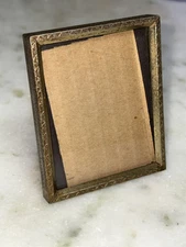 Mini Vintage Gold Brass Tone Metal Photo Picture Frame Stamped Filigree Art Deco