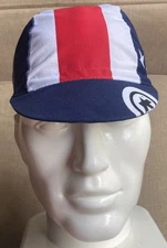 Retro Cycling Cap Red White & Blue USA Flag Stars & Stripes Made in Italy EUC!
