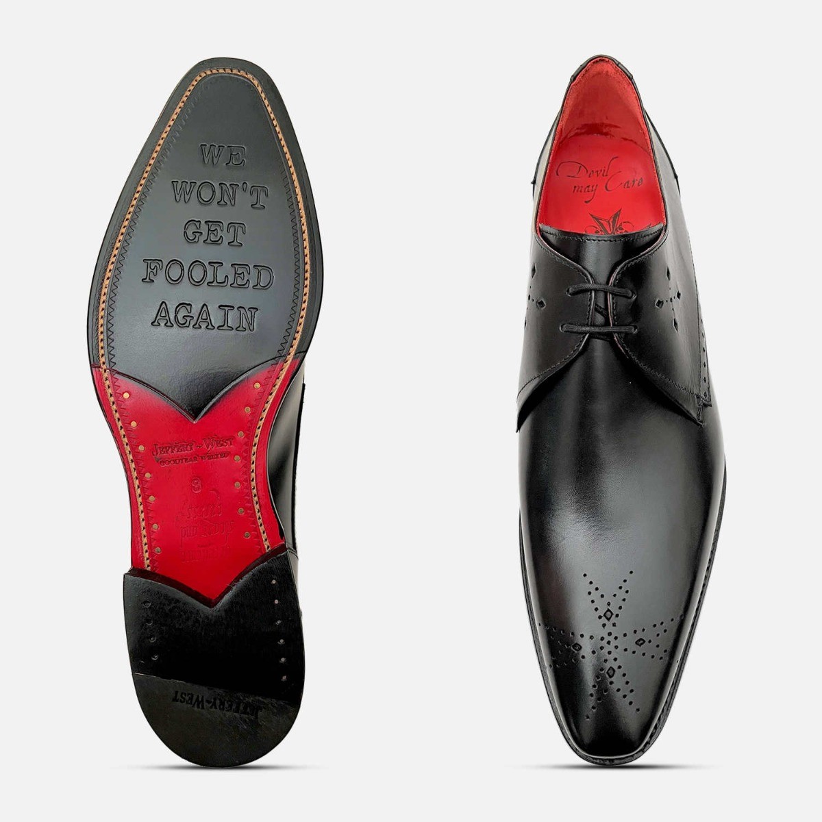 Jeffery West Premium Formal Black Brogue Shoes image 2