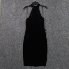 Express Velvet Dress Womens Small Black Halter Bodycon Party Cocktail LBD