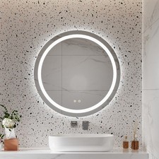 Round Bathroom LED Mirror With Demister Touch Sensor Illuminated Wall Mirror