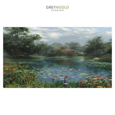 Beautiful Lake full of Flowers Poster Wall Art Print pick size A4/A3/A2/90x60cm