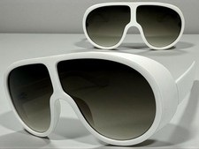 Oversized Exaggerated Vintage Retro Shield Style SUNGLASSES XL Thick White Frame