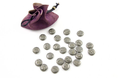Pewter Rune Divination Stone Set by The Silver Dragon Cranston RI Elder Futhark