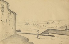 Richard Seewald 1889-1976 Ascona / Zeichnung um 1941-49 San Gimignano Toskana