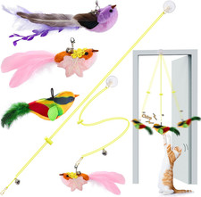 Interactive Bird Cat Toy,1Pcs Interactive Chirping Bird Cats Feather Toys and 2P