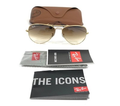 Ray Ban RB3025 Aviator  Metal 001/51   Gold Frame   Brown Gradient Lens 55