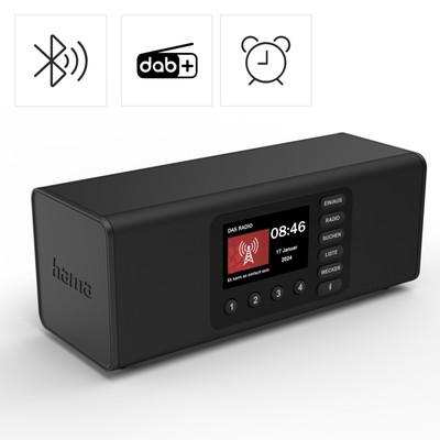 Hama DAB Digitalradio DR2002BT Schwarz UKW FM DAB+ Bluetooth Stereo Radiowecker