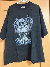 Gideal Clash Skull Print T-Shirt Black Size 3 Used Short Sleeve