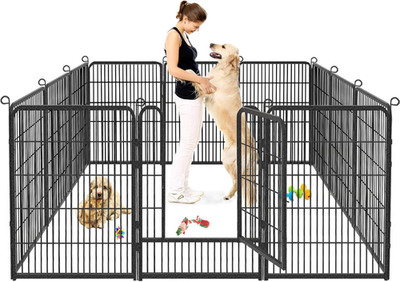 Dog Playpen, 32Inch 10 Panels Outdoor Dog Fence Indoor Dog Pen Anti-Rust Pet Pup