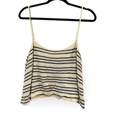 American Eagle Crop Womens Large Crochet Knit Tank Top Striped Coastal VTG