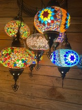 T&uuml;rkische Mosaik Lampe Deckenlampe 9 Glaskugeln frei w&auml;hlbar Metall & Glas Bunt