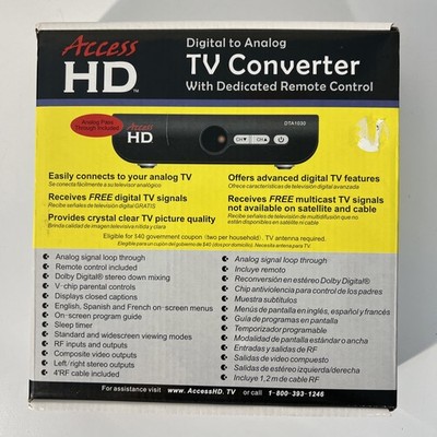 DIGITAL TO ANALOG TV CONVERTER IN BOX WITH REMOTE CONTROL - ACCESS HD DTA 1080D