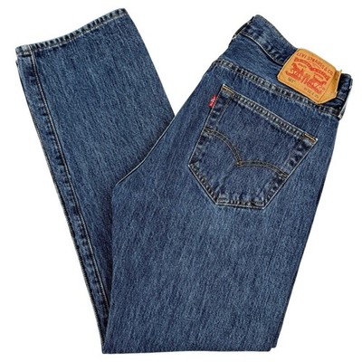 Levi s 501 Classic Straight Leg Jeans Button Fly Blue Denim W32x29 Modern Basic