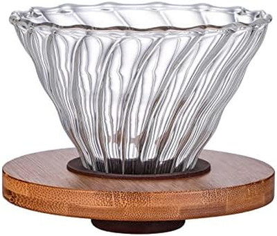 Glass Coffee Dripper/Filter - Cone Glass Pour over Coffee Dripper with Bamboo St