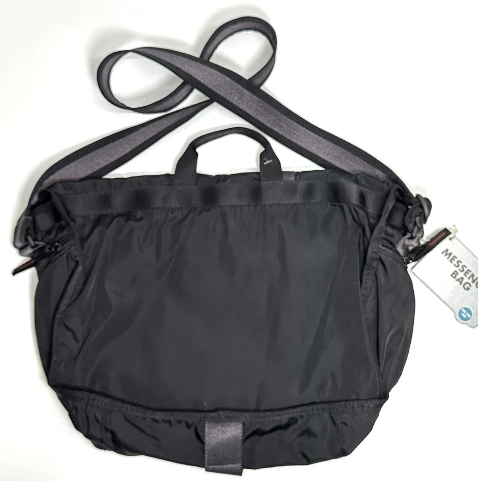 Eddie Bauer 尼龙邮差包 – 黑色单肩包工作旅行笔记本电脑包复古 — 第 2/4 张图片