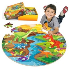 Floor Puzzles for Kids Ages 4-6, Large 70 Piece Puzzles for Toddlers Dinosaur