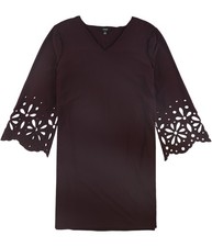 Alfani Womens Laser-Cut A-line Dress, Purple, Petite, 2P
