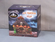 FG Square 9" Colorful LED Pumpkin Villa Halloween Village Building Hand Painted