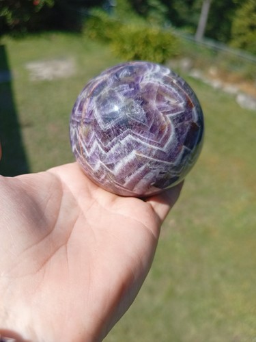 Amethyst Chevron Sphere Crystal Quartz Natural 599G 70mm - Picture 10 of 13