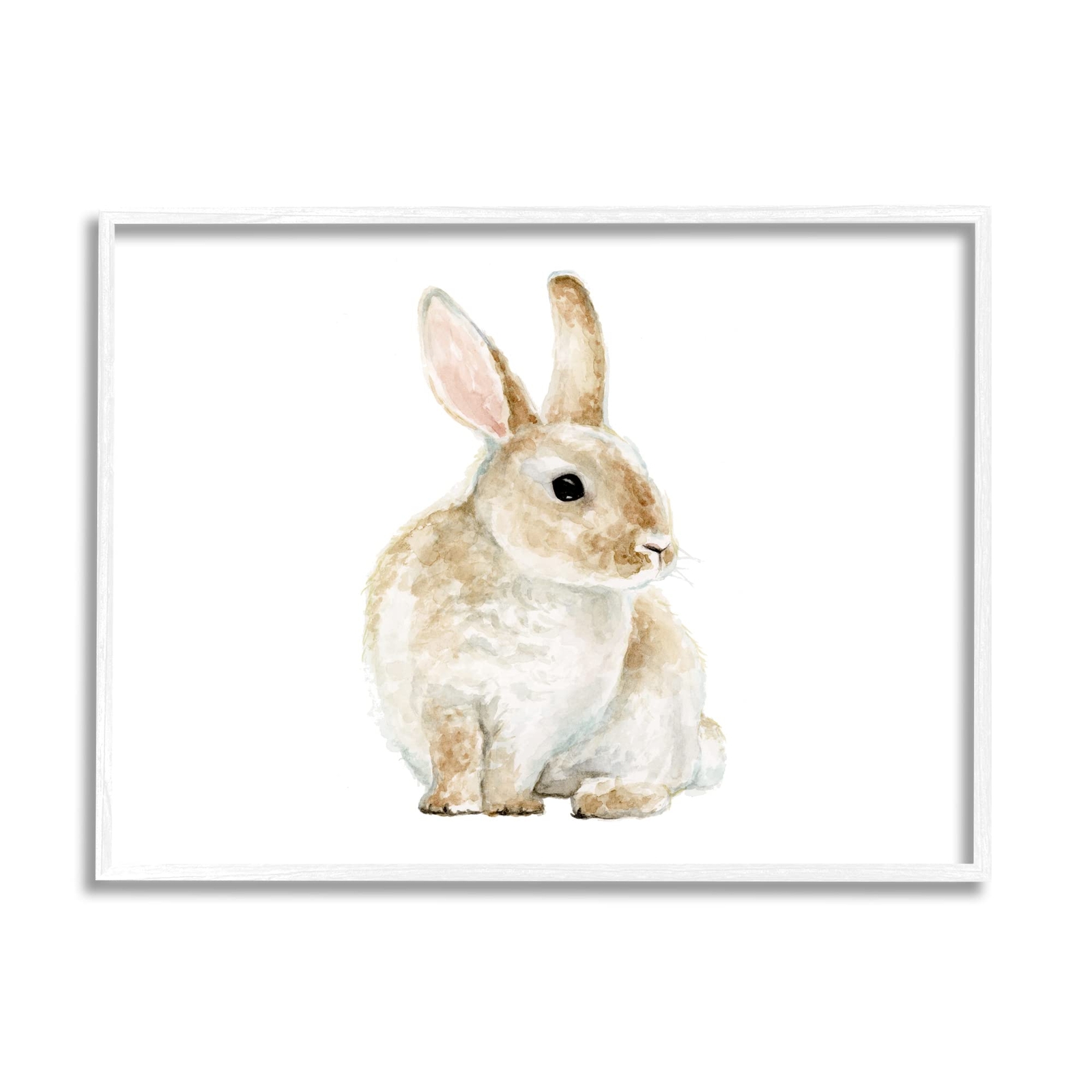 Bunny Rabbit Watercolor Portrait ' Nursery Animal White Framed Wall Art, 20 x...
