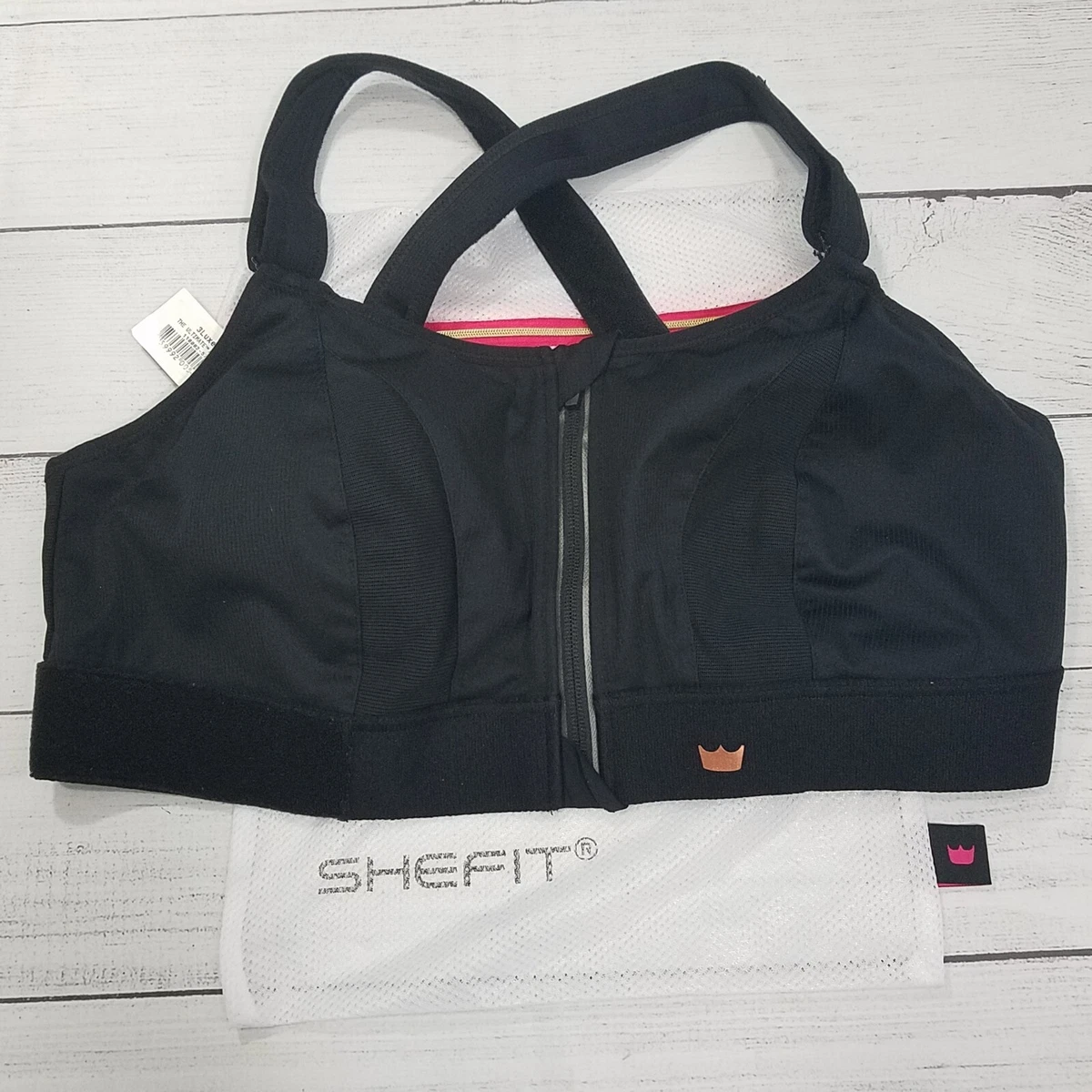 SHEFIT Ultimate Zip Front Sports Bra Size 3 Luxe Black