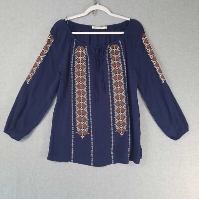 Solitaire Shirt Women's Small Blue Embroidery 119sol