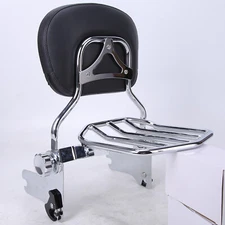 Adjustable Detachable Passenger Sissy Bar Backrest Luggage Rack For Harley 97-08