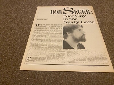 PTRBK21 KOMPLETTER ARTIKEL & BILDER. BOB SEGER NICE GUY IN THE NASTY LANE