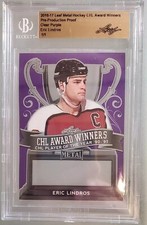 1~of~1 Eric Lindros 1916-17 LEAF METAL  PP Proof CHL AWARDS CLEAR PURPLE BECKETT