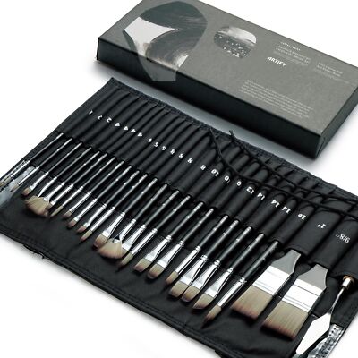 ARTIFY 24 Pieces Paint Brush Set, Expert Series, Enhanced Synthetic Brush Set...