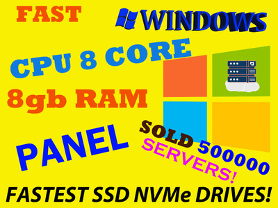8 core RDP Server - Windows server - control panel - 50GB - RAM DDR4 FAST SSD