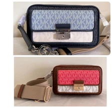 Michael Kors Bradshaw Medium MK Signature Messenger Camera Crossbody Bag