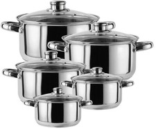 Stockpot Stainless Steel Casserole Induction Base Stock Soup Stew Pot Glass Lid