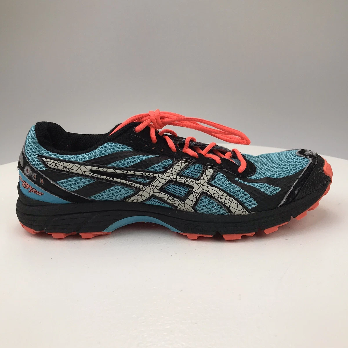 7 38 ASICS GEL-FUJI RACER T268N TRAIL RUNNING SHOES BLACK BLUE CORAL |