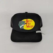 Bass Pro Shops Outdoor Fishing Trucker Hat Mesh Cap Adjustable SnapBack Black