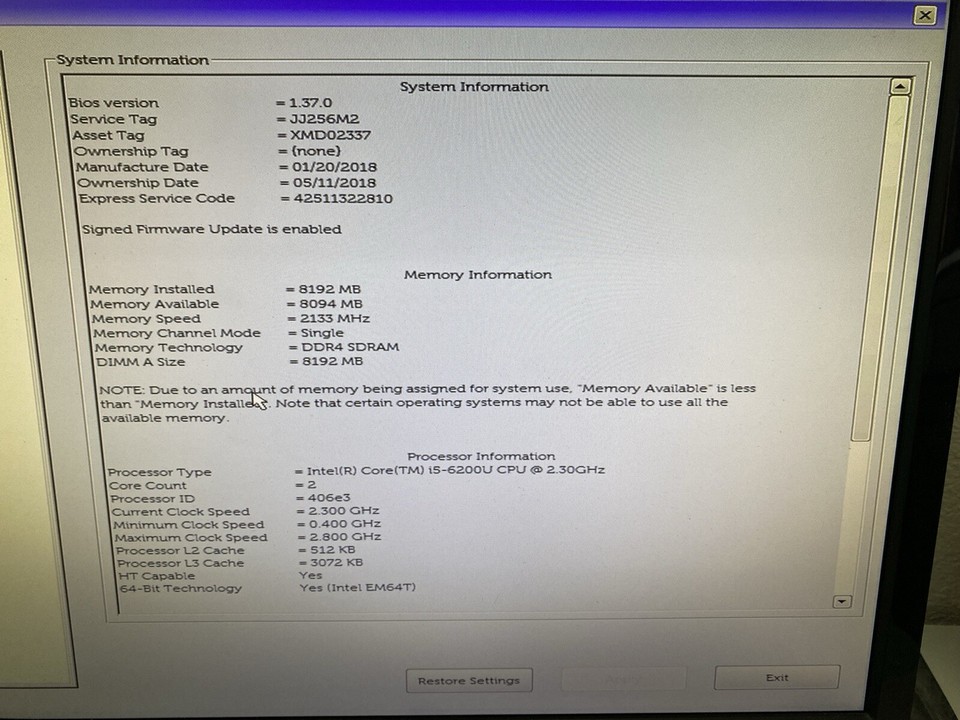 Dell Latitude 7280 i56300U ASIS, Bad LCD, Barebones Read Please