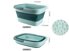 Green Collapsible Foot Bath Foot Soak Tub with Massager & Handle 15L/4 Gallon