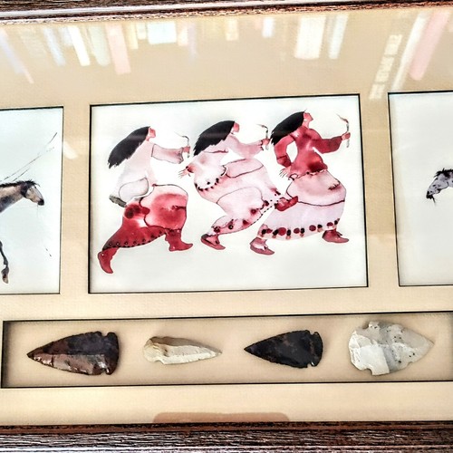 Carol Grigg Indianer Aquarell Pr Tripych Schattenkasten Pfeilspitzen - Bild 6 von 10