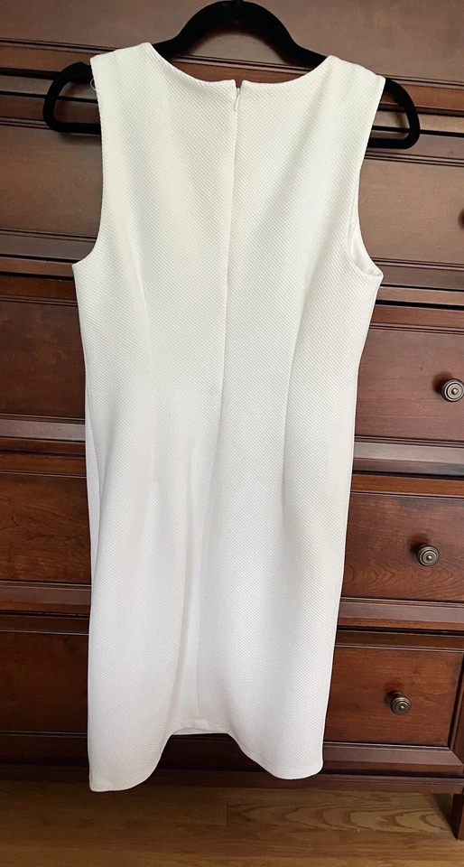 Vestido Carmen Marc Valvo Texturizado Náutico Blanco Con Cordones Talla 10 Foto 3 de 4