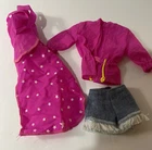 1993 Mattel Camp Barbie Jacket, Shorts & Sleeping Bag