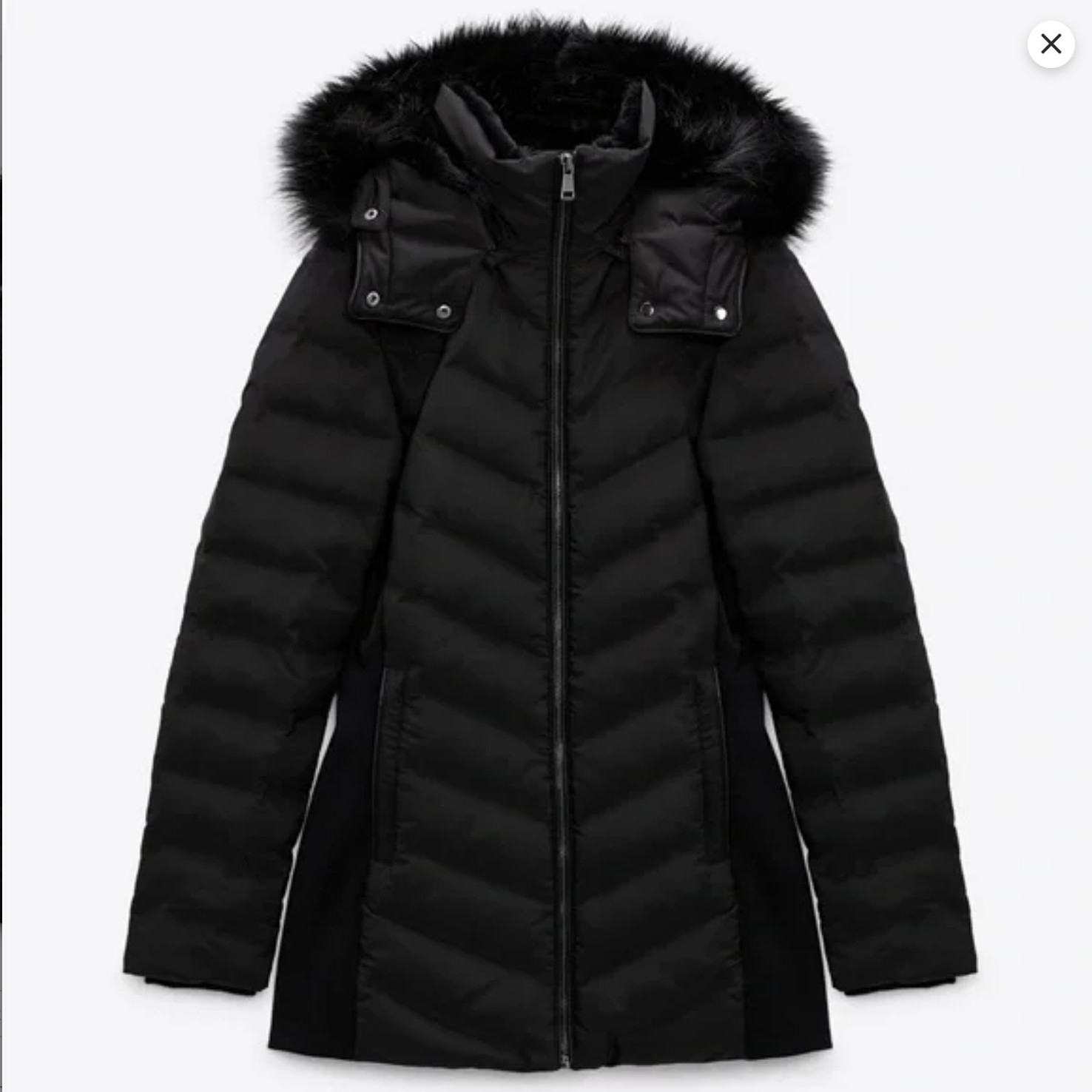 Zara WOMEN Black Tailored Water and Wind Protection Hooded Down Puffer JACKET M