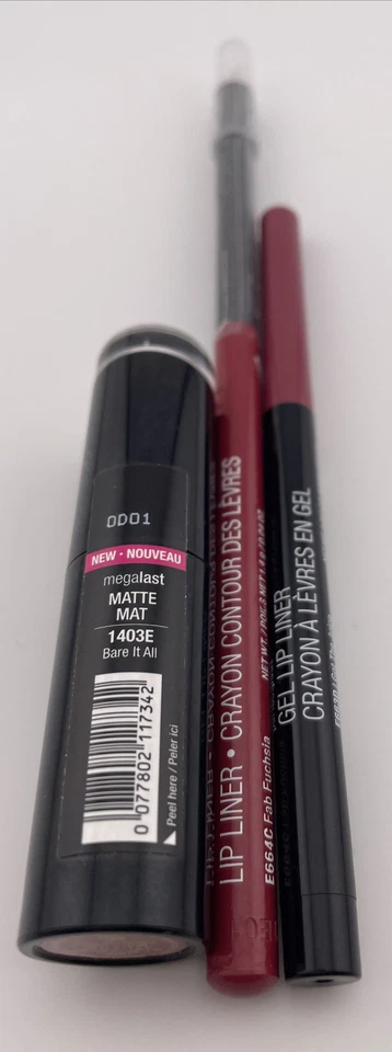3pk Wet n Wild Megalast Matte Lipstick 1403E & Gel Lip Liner Crayon Set Premium - Image 2 of 4