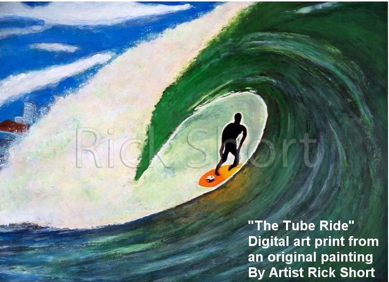 Surf's Up アートワーク Surfing Surfer The Tube Ride California surfing fine art