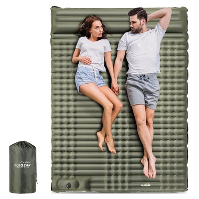 Elegear Double Sleeping Pad for Camping, 4'' Ultra-Thick Self Inflating Campin...