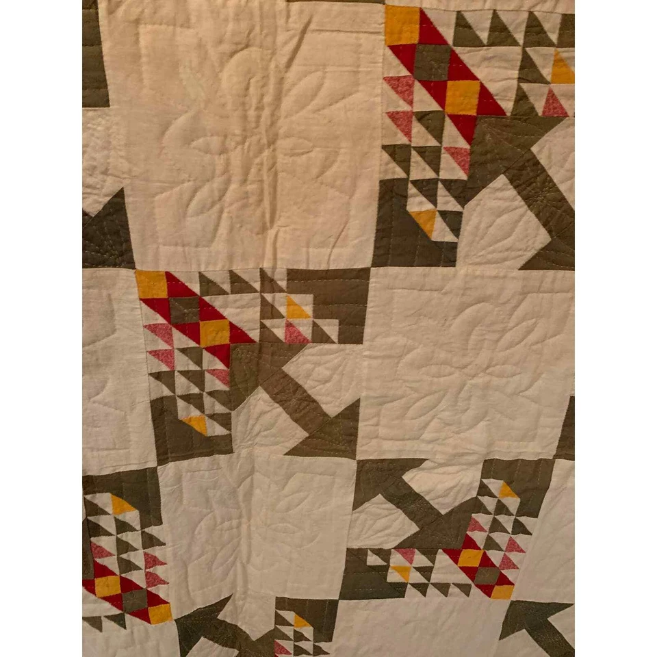 Vintage Tree Of life Twin / Throw Quilt -Hand Pieced / Hand Quilted FRAGILE - Image 2 of 4