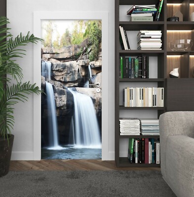 3D Wasserfall Stein ZHU705 Door Wall Mural Photo Wall Sticker Decal Wall Amy