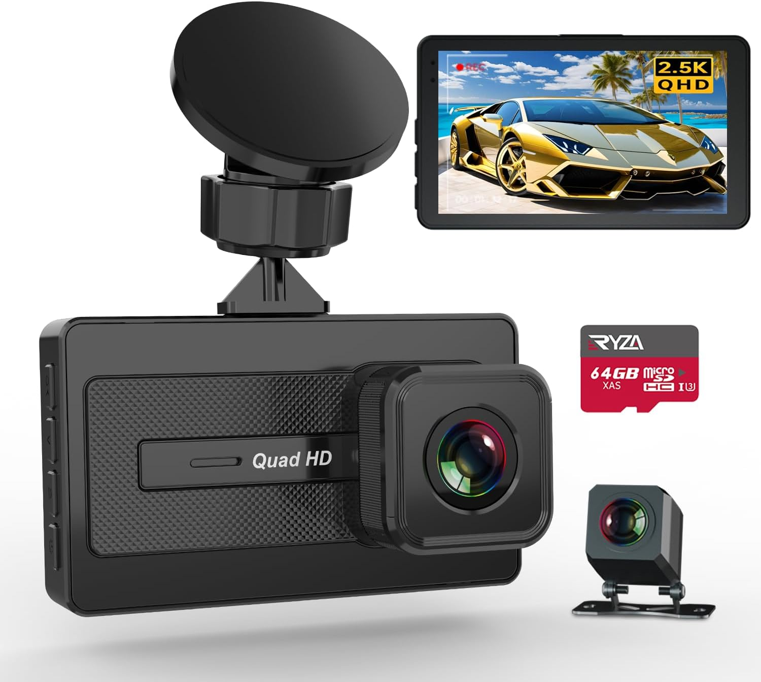 2.5K Front and Rear Dash Cam with 3