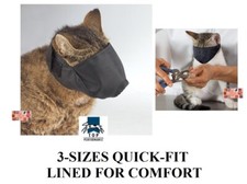 SMALL,MED LARGE CAT GROOMER 3p SET Comfort MUZZLE LINED Quick-FIT Nylon GROOMING