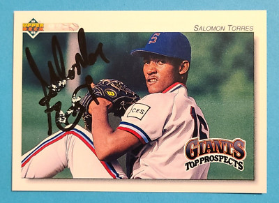 SALOMON TORRES Signed 1992 Upper Deck Top Prospects #261 Giants Autograph Auto